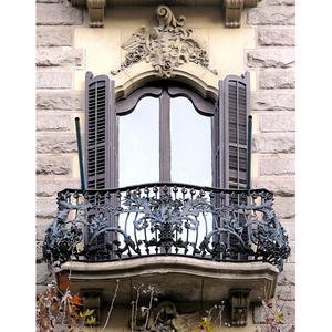 Barandilla frontal de ventana de hierro forjado de Georgia con construcción duradera y herrajes artísticos adecuados para casas de lujo - Product Image 1