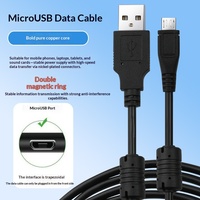 Câble de données blindé à anneau magnétique TPE haute vitesse de 1 m, interface Micro USB pour produits électroniques Android, en stock usine