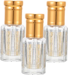 Top Grade 3ml 6ml 12ml Empty Golden Octagonal & Square Glass Roll-On Perfume Essential Oil Cosmetic <b>Leaf</b>-pattern Bottle - Product Image 2