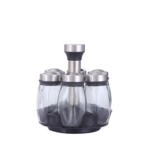 Conjunto de Suporte Rotativo para Temperos de Cozinha com 6 Potes de Vidro e Suporte de Aço Inoxidável - Organizador Vertical de Condimentos - Product Image 6