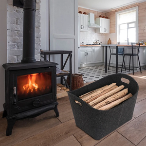 <strong>Large</strong> Rectangle Felt Handmade Eco-Friendly Storage <strong>Basket</strong> with Two Recessed Grips for Home Use As Fireplace Firewood <strong>Log</strong> <strong>Baskets</strong> - Product Image 3