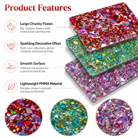 Feuille acrylique à paillettes épaisses, panneau décoratif en PMMA avec de grandes paillettes irisées pour découpe laser, artisanat DIY, bijoux et présentation