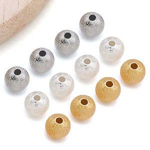 Frosted Round <b>Spacer</b> Beads Zinc Alloy Plated Silver Gold For Bracelet Making Jewelry DIY Accessories - Product Image 1