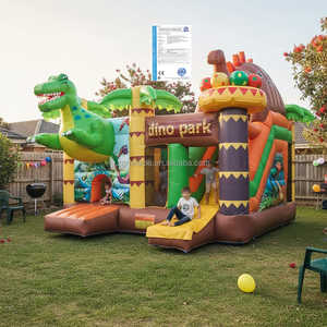 Castillo Hinchable Dinosaurio con Tobogán y Obstáculos, Combo Bouncer Inflable para Alquiler Eventos Infantiles - Product Image 1