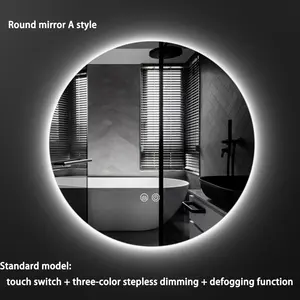 Сенсорный переключатель круглое умное настенное зеркало со световым светодиодным зондированием зеркало для ванной комнаты противотуманное Bluetooth