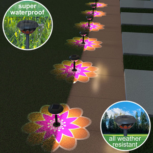Lampe solaire de jardin au design géométrique solide, multicolore, pour balcon extérieur, lumière nocturne, durée de vie de 50 000 heures, F10 - Product Image 3