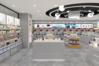 Présentoir de Comptoir Cosmétique Mobile pour Magasins Éphémères, Design Intérieur de Boutique de Soins de la Peau avec Éclairage LED, Écologique
