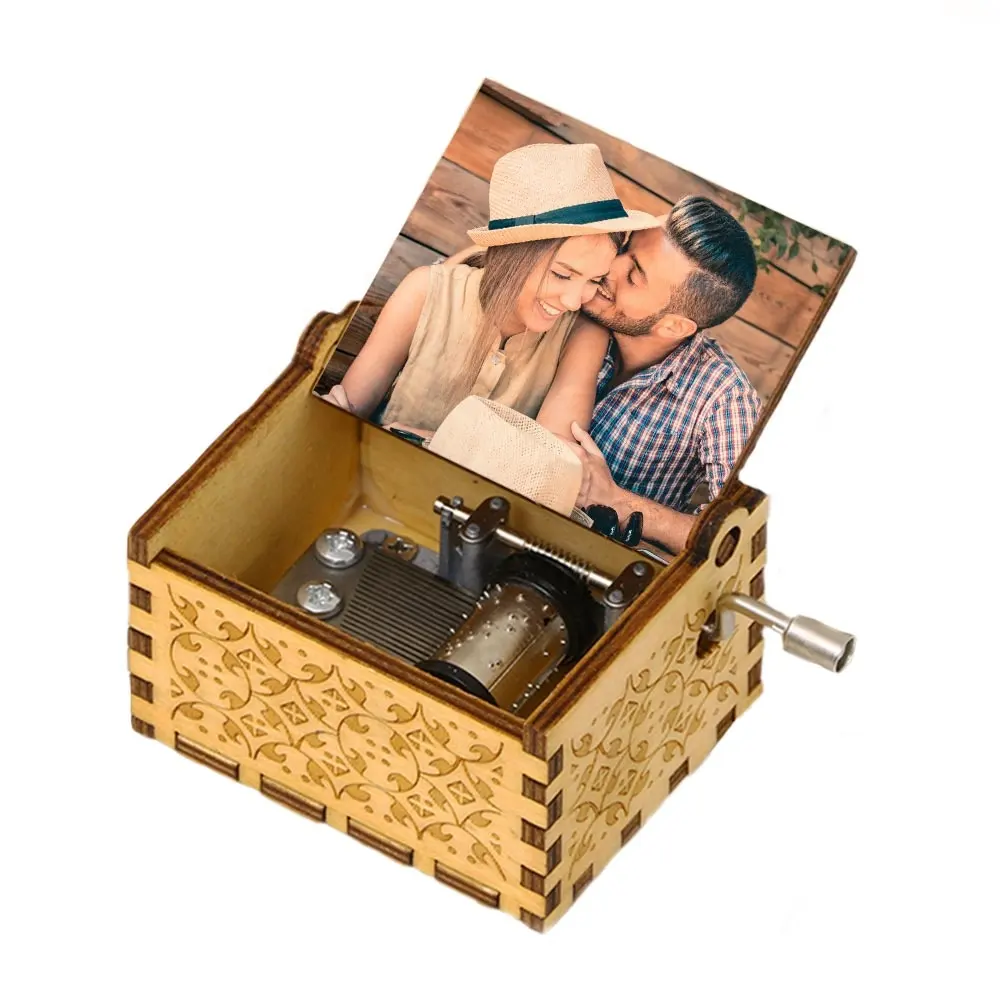 Custom Song Music Boxes Personalized Photo Hand Crank Music Box For Girlfriend Gift