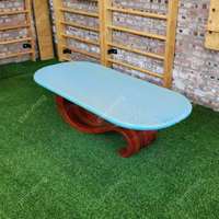 Table Basse Ovale Table à Thé en Bois avec Base en Bois Massif Meubles de Décoration Minimaliste pour Salon