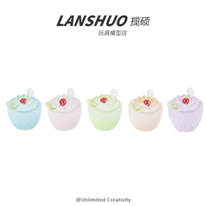 ชุดเครื่องประดับเรซิ่น Lanshuo รูปแก้วสมูทตี้สตรอว์เบอร์รีจิ๋ว DIY สำหรับตกแต่งโต๊ะทำงาน พวงกุญแจ และเคสโทรศัพท์ - Product Image 5