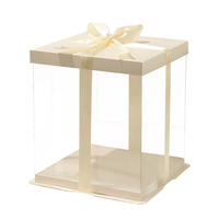 Boîte à gâteau jetable transparente en PET et papier 10x10x10 pour anniversaires et mariages (vente en gros)