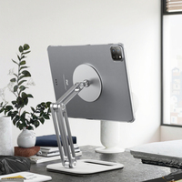 180 Derece Ayarlanabilir 360 Derece Dönebilen Kullanımı Kolay Alüminyum Alaşımlı Tablet Standı Katlanabilir Manyetik Masaüstü Tutucu PC Standları için