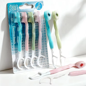 4-in-1 Dental Care Toothbrush with Free Mouthwash Easy-to-Use Plastic Set for Clinic and Travel Use