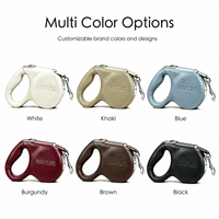 Nouvelle laisse de luxe pour animaux de compagnie, rétractable, en cuir, avec lumière LED intégrée rechargeable pour les promenades en extérieur