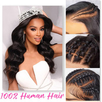Vente en gros 13x4 Body Wave Lace Front perruques de cheveux humains purs pré-plumé 180% densité Lace Frontal perruque de cheveux humains pour les femmes
