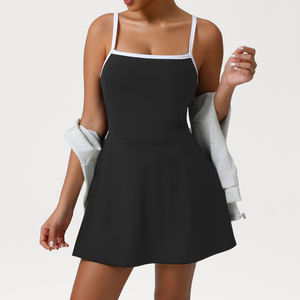 女童户外运动网球服，修身设计，防窥内衬，撞色，弹力套装 - Product Image 5