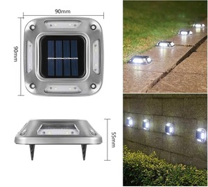 Vente flash : 8 lampes solaires LED carrées en acier inoxydable, étanches, professionnelles, pour allée, jardin, cour - Product Image 3