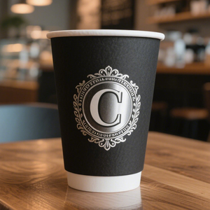 Biểu tượng tùy chỉnh màu đen mờ cốc giấy bị rò rỉ bằng chứng bán buôn đôi tường cách nhiệt để đi Cà Phê Cốc giấy - Product Image 1