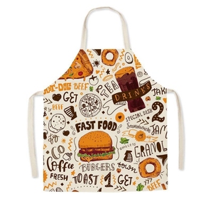 Delantal con estampado Digital de hamburguesa, pizza, donut, para hornear, tienda - Product Image 6