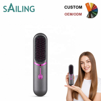 Brosse thermique en céramique SI5-1002-3, peigne lissant, 3 températures (160-200°C), 5200mAh, rechargeable par USB, usage domestique, OEM ODM personnalisé