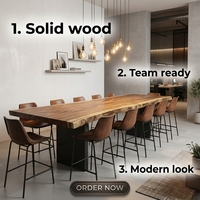 Meubles industriels modernes, ensemble de table à manger extensible pour cuisine avec panneaux latéraux en bois de noyer massif, taille personnalisée