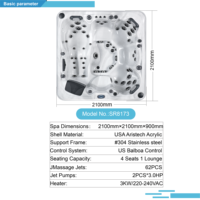 Jacuzzi de Lujo Sunrns para 5 Personas, Spa Exterior con 63 Jets de Hidroterapia, Sistema Plug and Play, Jacuzzi Balboa para Jardín