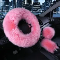 Pink Fur Steering Wheel Cover for Women and Girls