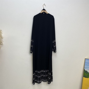 1431B #   Abaya ChaomengFashion Dubaï 2024, luxe, papillon argenté, diamant, abaya ouverte, cardigan, vêtements islamiques pour femmes musulmanes, kimono - Product Image 5