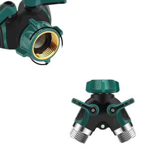 Divisor de manguera de jardín ECO FRIENDLY resistente de 2 vías Conector de vías en Y de 3/4 "con 2 válvulas Cuerpo de aleación de <span class=keywords><strong>zinc</strong></span> y agarre de goma - Product Image 2