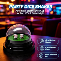 Gobelet à dés électrique automatique, avec 5 dés transparents, base floquée insonorisante pour jeux de boisson en bar, pub, karaoké