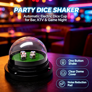 Vaso Mezclador de Dados Eléctrico Automático, Rodillo de Dados Transparente con 5 Dados, Base Aterciopelada con Reducción de Ruido para Juegos de Beber en Bares, Pubs y KTV - Product Image 1