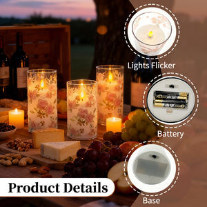 Candele LED a Colonna Grandi a Forma di Rosa, a Batteria, con Telecomando e Timer, ad Alta Efficienza Energetica, Antivento, con Effetto Sfarfallio e Cera Vera, per Ingrosso - Product Image 3