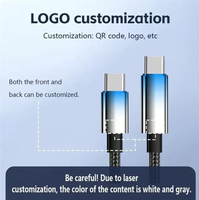 Kabel Data Pengisian Cepat Custom Logo PD 100W Gradient Nylon Braid Tipe-C dengan Layar LED Penunjuk Daya, Kompatibel dengan Android & IOS