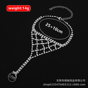 Chaîne de cheville tendance en cristal et strass, plaqué argent, style bohème pour femme, idéale pour les soirées - Product Image 2