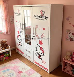 Armoire en acier antipoussière avec portes, pour chambre à coucher, maison de <span class=keywords><strong>location</strong></span>, rangement des vêtements de bébé et organisation du domicile, meuble à vêtements. - Product Image 5