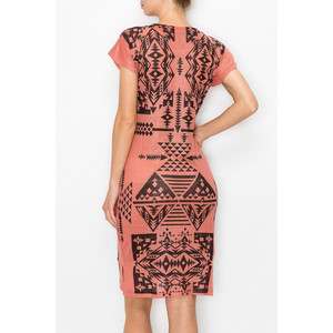 Robe à manches courtes à imprimé aztèque - Corail - Product Image 6