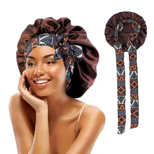 Ethnic style print long streamer color ding nightcap bow tie bandana cap Chemo cap Beauty hair cap