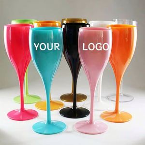 Verres à vin en plastique créatifs modernes incassables et réutilisables de 175 ml avec logo personnalisable pour mariage et fête, flûtes à champagne - Product Image 1