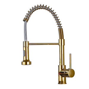 Moderne Gouden Bureau Gemonteerde Lente Keuken Kraan 2-Functie Pull-Down Thermostatische Mixer Kraan Enkele Handgreep - Product Image 3