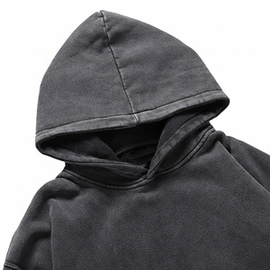 Sudadera con capucha negra de lana lavada bordada para hombre, de gran tamaño Sudadera con capucha, informal, cálido, invierno, suave, 100% algodón, transpirable - Product Image 1