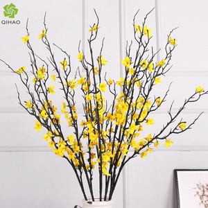 QIHAO Golden Forsythia Artificial <b>Flowers</b> Plastic <b>Silk</b> High Simulation Home Decor Wedding Outdoor Props - Product Image 1