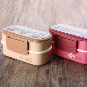 กล่องข้าวพลาสติกสองชั้<span class=keywords><strong>น</strong></span>ลายการ์<span class=keywords><strong>ตู</strong></span><span class=keywords><strong>น</strong></span>กระต่าย ขนาด <span class=keywords><strong>18</strong></span>*10*9 ซม. พร้อมช่องแบ่ง - Product Image 1