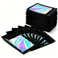 Pochette Mylar personnalisée avec fermeture éclair 3.5, petit sachet à fermeture éclair, sac en plastique holographique à fermeture éclair pour l'emballage des petites entreprises