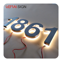 Numéros d'adresse 3D LED personnalisés de haute qualité en gros, logo rétroéclairé en métal et acrylique avec lettres numériques