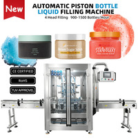 Machine de remplissage automatique à 4 têtes pour bouteilles de liquide, pots en verre et en plastique, et gommages corporels au sucre
