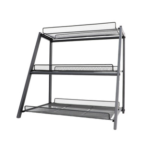 A-Frame <b>Kitchen</b> Storage <b>Rack</b> 3-Tier Black Foldable Standing Shelf For Seasoning Condiment Desktop Organizer - Product Image 5