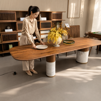 Table à manger en noyer d'Amérique du Nord massif, table de salle à manger moderne de luxe en bois massif pour villa, hôtel, mobilier de maison