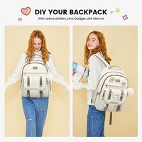 Sac à dos scolaire unisexe en Oxford imperméable beige-khaki, sac à livres mignon pour enfant, grand compartiment pour ordinateur portable de 15,6 pouces, style sac à main