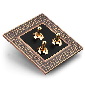 86 tường chuyển đổi chuyển đổi hợp kim kẽm Bảng điều khiển retro phong cách màu đỏ cổ đồng thau màu uk13a 250V 1/2/3/4 gang phổ Ổ cắm ổ cắm biệt thự - Product Image 4