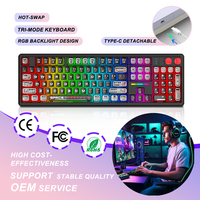 Clavier de jeu mécanique E YOOSO à 104 touches, trois modes, avec rétroéclairage RVB, commutateurs remplaçables à chaud, connectivité sans fil/filaire pour PC